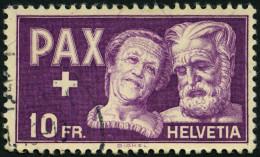 SCHWEIZ BUNDESPOST 459 O, 1945, 10 Fr. PAX, Pracht, Mi. 150.- - Gebraucht