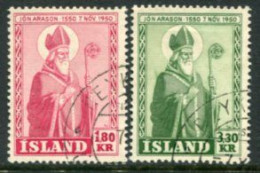 ICELAND 1950 Bishop Arason Anniversary Set Used,  Michel 271-72 - Used Stamps