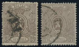 BELGIEN 22C O, 1867, 5 C. Braun, Gezähnt C, 2 Prachtwerte In Nuancen, Mi. 190.- - 1866-1867 Petit Lion