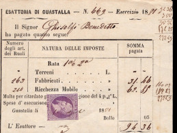 Regno D'Italia - 1881 - Ricevuta Esattoriale (Guastalla) Con Marca Da Bollo - Fiscaux