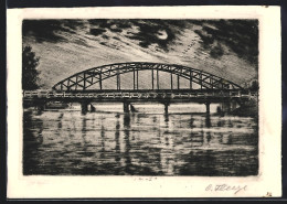 Künstler-AK Dorsten I. Westf., Alte U. Neue Brücke  - Dorsten