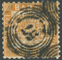 BADEN 22b O, 1862, 30 Kr. Dkl`gelblichorange, Nummernstempel 57, Eckbüge, Feinst, Gepr. U.a. Bühler, Mi. (3000.-) - Used