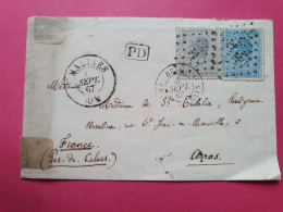 Belgique - Enveloppe De Malines Pour Arras En 1867 - Réf 3643 - 1865-1866 Profil Gauche