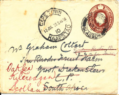 Great Britain Postal Stationery Cover Sent To South Africa And Received Cape Town 12-6-1929 There Is A Repaired Tear On - Brieven En Documenten