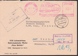 Henningsdorf ZKD-AFS. Lokomotivbau Hans Beimler Mit R-St. "Richtige Anschrift: (1504) (HPA 8)" 28.1.69 - Central Mail Service