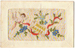 N°14061 - Carte Brodée - Bonne Année - Ange - Embroidered