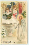 N°11873 - Carte Gaufrée - Heureux Noël - Ange Gardien Et Enfants - Otros & Sin Clasificación