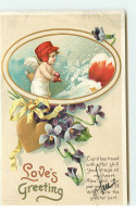 N°17574 - Carte Gaufrée - Clapsaddle -  Love's Greeting - Cupidon Sous La Neige - Dia De Los Amorados