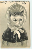 N°18598 - Carte Gaufrée - Chatte Portant Un Chapeau - Chat - Animaux Habillés