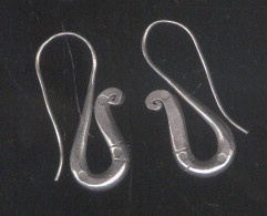 Antique Lao Silver Hilltribe Earrings Ca 1900 -1930 Simple And Intricate Work - Ethnics