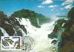 Brazil & Maximum Card, Salto Das Sete Quedas De Guairá, V Queda Paraná, Vista Parcial 1982 (55556) - Cartes-maximum
