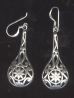 Antique Lao Silver Hilltribe Earrings Ca 1900 -1930 Simple And Intricate Work - Ethnisch