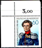 RFA Poste N** Yv: 948 Mi:1115 Carl Von Clausewitz Général (Coin De Feuille) - Neufs