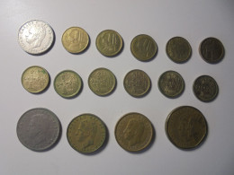 16 Spanien Münzen 1978-1995: 5 Peseten 1975 78, 5 Peseten 1991, - 500 Peseta