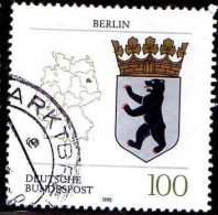 RFA Poste Obl Yv:1448 Mi:1588 Berlin Armoiries (Beau Cachet Rond) Dents Courtes - Used Stamps