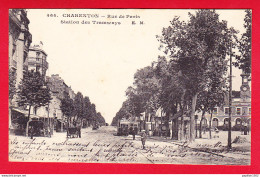 F-94-Charenton-08P89  La Rue De Paris, Station Des Tramways, Animation, Cpa BE - Charenton Le Pont