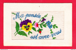 Brodee-280A103  MA PENSEE EST AVEC VOUS, Fleurs, Cpa BE - Bordados