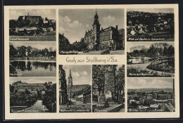 AK Stollberg Erzgeb., Schloss Hoheneck, Walkteich, Rossmarkt  - Stollberg (Erzgeb.)