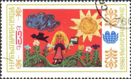 Bulgarie Poste Obl Yv:2910 Mi:3352 Soleil Soleil Fillette & Fleursfillette & Fleurs (cachet Rond) - Usati