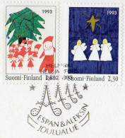 Finlande Poste Obl Yv:1198/1199 Noël Sur Fragment (TB Cachet Rond) - Used Stamps