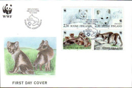 Finlande Poste Obl Yv:1166/1169 Espèces Menacées Le Renard Arctique (TB Cachet à Date) Fdc Helsingford 19-3-1993 - Gebruikt