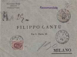 1896 Busta Raccomandata Affrancata Con 40 E 45c  Umberto - Marcophilie