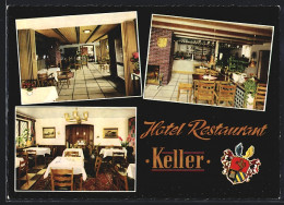 AK Kreuztal / Kindelsberg, Hotel Restaurant Keller, Innenansichten, Wappen  - Kreuztal