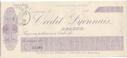 CHEQUE CHECK FRANCE CREDIT LYONNAIS 1890'S AG.BEAUNE - Cheques En Traveller's Cheques