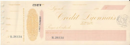 CHEQUE CHECK FRANCE CREDIT LYONNAIS 1920'S AG.LYON LARANJA - Cheques En Traveller's Cheques