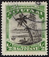 AITUTAKI 1927 KGV ½d Black & Green, Captain Cook Landing SG30 FU - Aitutaki