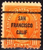 USA Precancels CA 1923 Sc562 10c Monroe. Perf 11. SAN / FRANCISCO / CALIF Error, Defect - Préoblitérés