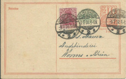 ALLEMAGNE CARTE 150M HILDESHEIM POUR WORMS DE 1922 LETTRE COVER - Cartas & Documentos