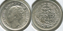 Netherlands. 25 Cents. 1944.P (Silver. Coin KM#164. XF /Unc) - 25 Centavos