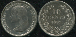 Netherlands. 10 Cents. 1892 (Silver. Coin KM#116. XF) - 10 Centavos