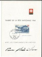 Timbre De 30 Ct Bleu Pro Patria De 1948 Sur Feuillet Postal, Cachet Jour D'émission 15.6.1948 (15.6.48) - Gebraucht