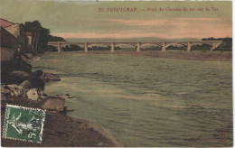 FR66 PERPIGNAN - DF 29 - Colorisée - Le Pont De Chemin De Fer - Lavandière - Animée - Perpignan