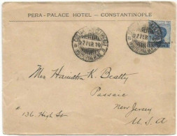 Italy Levant Constantinopel Issue P1 / C25 Michetti Sassone #23 Solo CV Pera Palace Hotel  27feb1910 X USA - Marcophilie