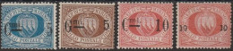 298 - San Marino 1877 - 1892 - Francobolli Soprastampati N. 8/11. Cat. € 1005,00. MH - Ongebruikt