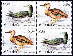 Brown Booby, Pacific Black Duck, Water Birds, Aitutaki 1981 MNH Se-tenant Pair 2 Positions - Seagulls