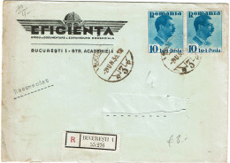 CTN91- ROUMANIE LETTRE RECOMMANDEE BUCAREST 2/6/1936 (MENTION DESTINATAIRE ENLEVEE) - Storia Postale