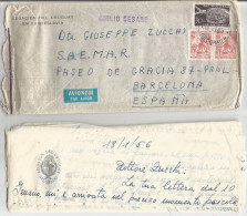 Jugoslavija Legation Uruguay AirmailCV Beograd 19jan1956 X Spain To S/S "Giulio Cesare" With Content (6pages) - Luftpost