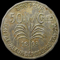 LaZooRo: Guadeloupe 50 Centimes 1903 VF / XF - Guadalupe Y Martinica