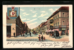 Lithographie Frankfurt A. D. Oder, Breitestrasse Mit Fahrrad-Handlung, Stadtwappen  - Frankfurt A. D. Oder