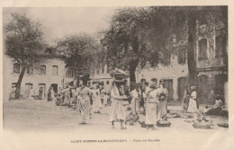 CARTE POSTALE ORIGINALE ANCIENNE : SAINT PIERRE LA MARTINIQUE LA PLACE DU MARCHE ANIMEE MARTINIQUE - Sonstige & Ohne Zuordnung