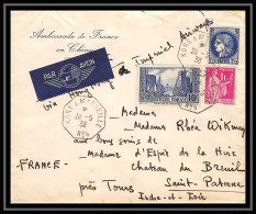 41471 Ambassade De France En Chine China 1938 Via Hong Kong Imperial Airways Ligne 4 Kobe à Marseille Lettre Cover - 1927-1959 Briefe & Dokumente