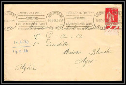 41448 France Aviation PA KRAG La Poste Aérienne Aubervilliers Pour Alger Algerie 1934 LAC Airmail Lettre Cover - 1927-1959 Brieven & Documenten