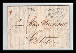 41188 Lettre LAC Allemagne Deutschland Hamburg TT Tour-T Strasbourg 1844 TTR4 Cette Herault France Marque D'entree - Prephilately