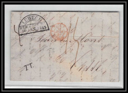 41155 Lettre LAC Allemagne Deutschland Lubeck TT Tour T Strasbourg 1845 Cette Herault France Marque D'entree Vorlaufer - Prephilately