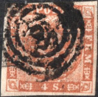 Danmark,4 S 1854 Type I, Brown Orange Cancel 168 Rural Post Route - Usati