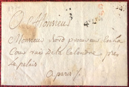 France, Petite Poste De Paris, Bureau C - C4 + 4e Levée + Verso A9, Sur Lettre 3.5.1770 - (A105) - 1701-1800: Precursori XVIII